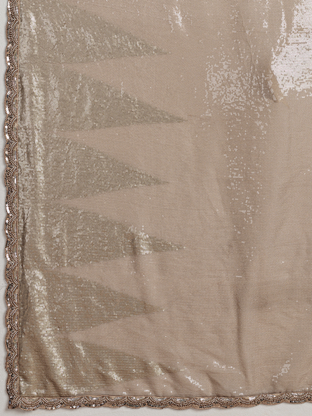 Champagne Shimmer Saree with Geometric Sequin Pattern