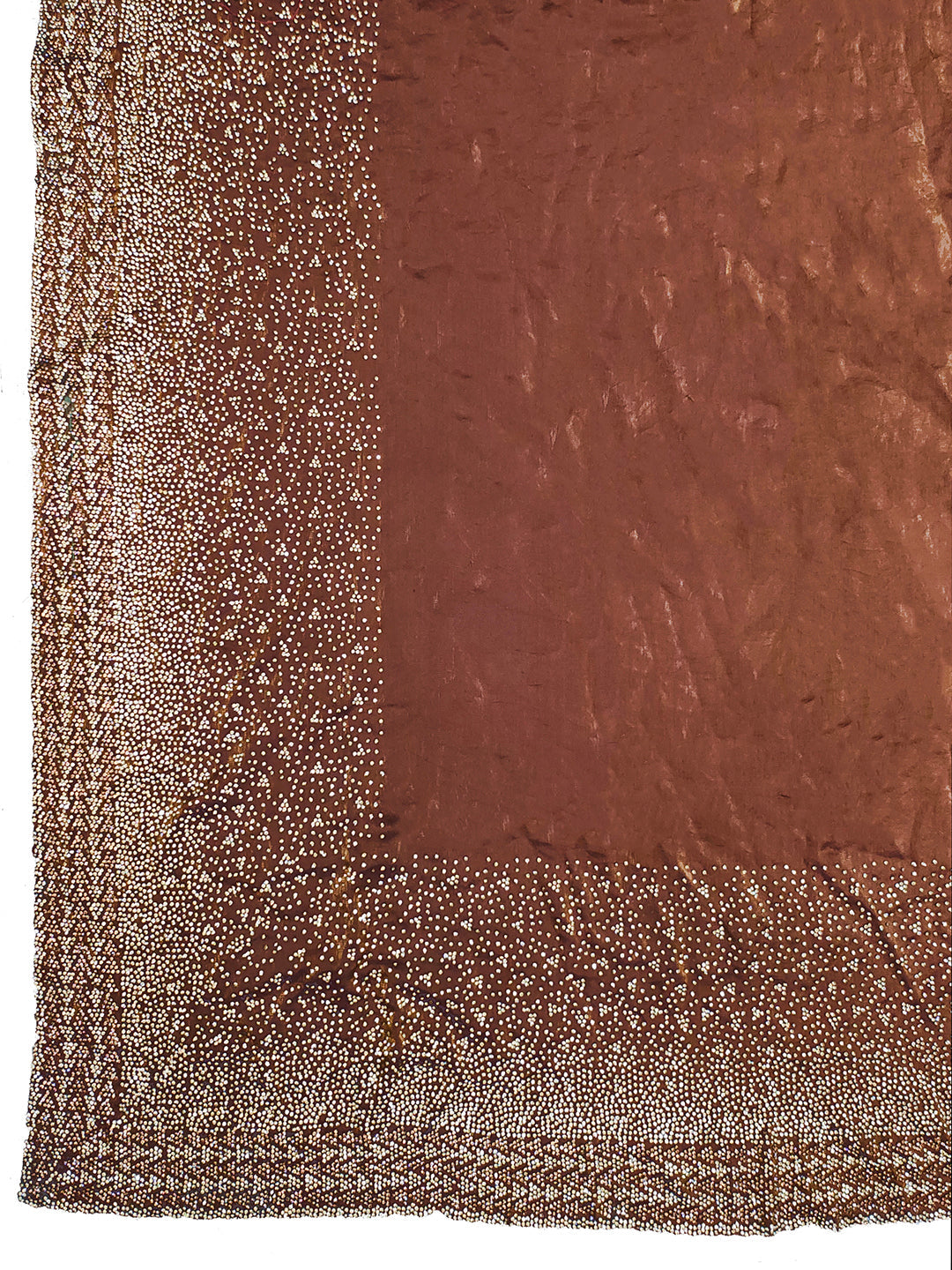 Dark Brown 2 Tone Satin gold & Brown stone work Saree with Matichng Blouse Piece