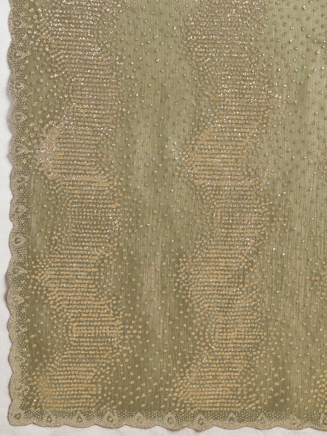 Pista Green Net Saree with Allover Sequin Mirror Embroidery