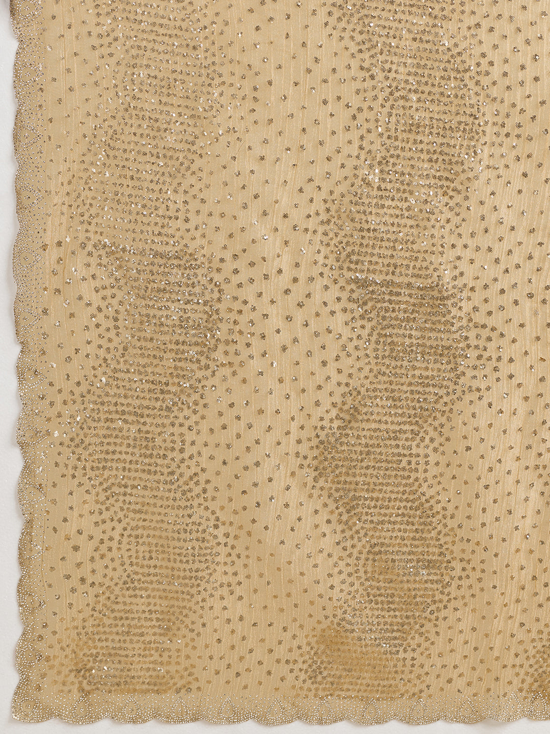 Gold Net Saree with Allover Sequin Mirror Embroidery