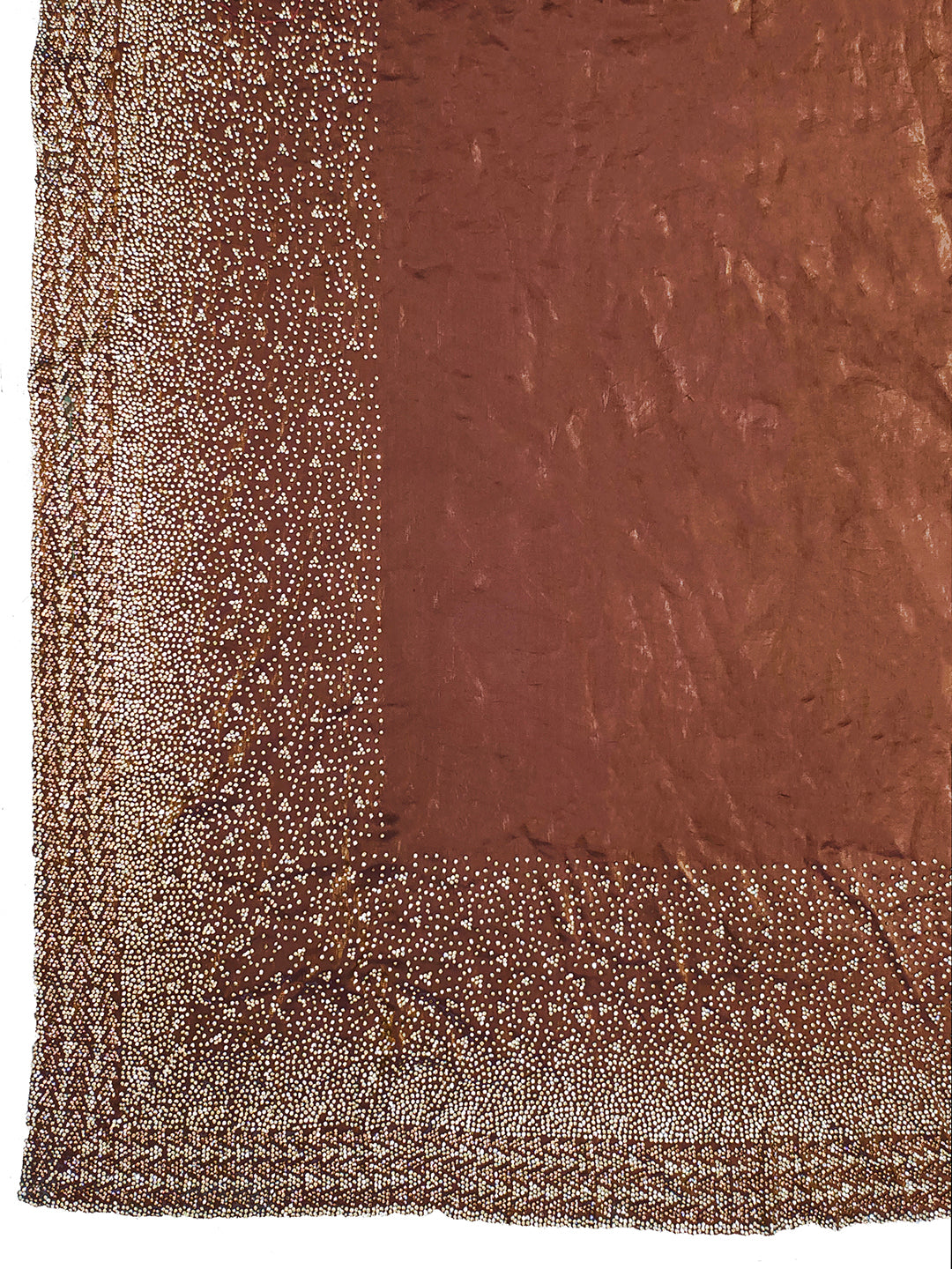 Dark Brown 2 Tone Satin gold & Brown stone work Saree with Matichng Blouse Piece